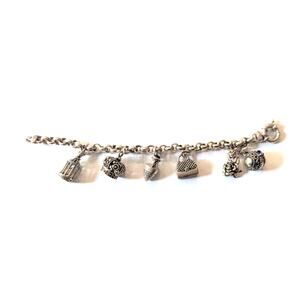 VTG KBN Kabana Milor 925 Sterling Charm Bracelet Birdcage Purse Rose 7.5 inch